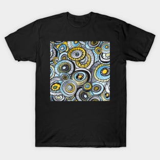 Zen circles I abstract round watercolor shapes with ink doodles T-Shirt